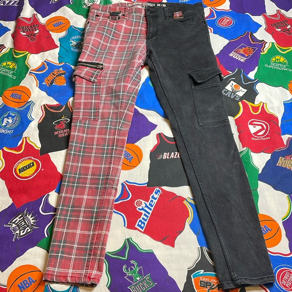 Hot Topic Men’s Stinger Plaid & Denim Jeans 34/30